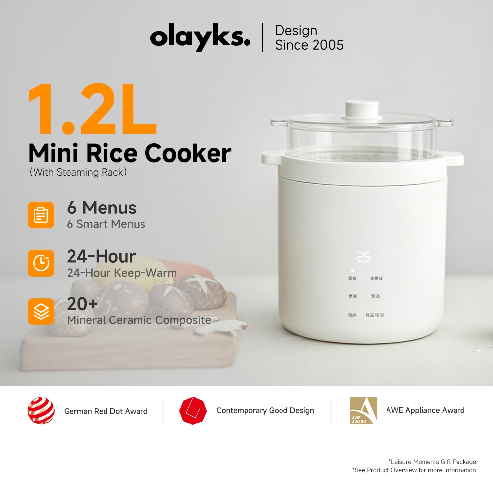 Olayks หม้อหุงข้าวไฟฟ้าขนาดเล็ก 2 ถ้วย (ข้าวดิบ) หม้อหุงไฟฟ้าขนาดเล็ก พร้อมฟังก์ชั่นการหุง 4 แบบ ตั้งเวลาล่วงหน้าได้ 24 ชั่วโมงและระบบคงความร้อน มีที่จับป้องกันความร้อน