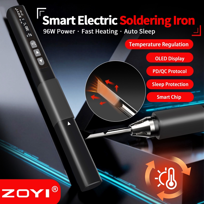 ZOYI ZT-N1 96W สมาร์ทพกพาพลังงานสูงความร้อนอย่างรวดเร็วเหล็กบัดกรีไฟฟ้า Soldering Iron Welding Tool
