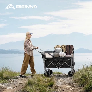 BISINNA camper ตั้งแคมป์กลางแจ้งปิคนิคดึงรถเข็นพับ wagon รถเข็นพับความจุขนาดใหญ่