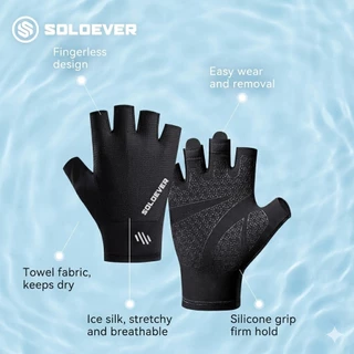 【TH】SOLOEVER ถุงมือปั่นจักรยาน กันลื่น ทนทาน ไม่มีนิ้ว เย็นสบายและระบายอากาศได้ดี