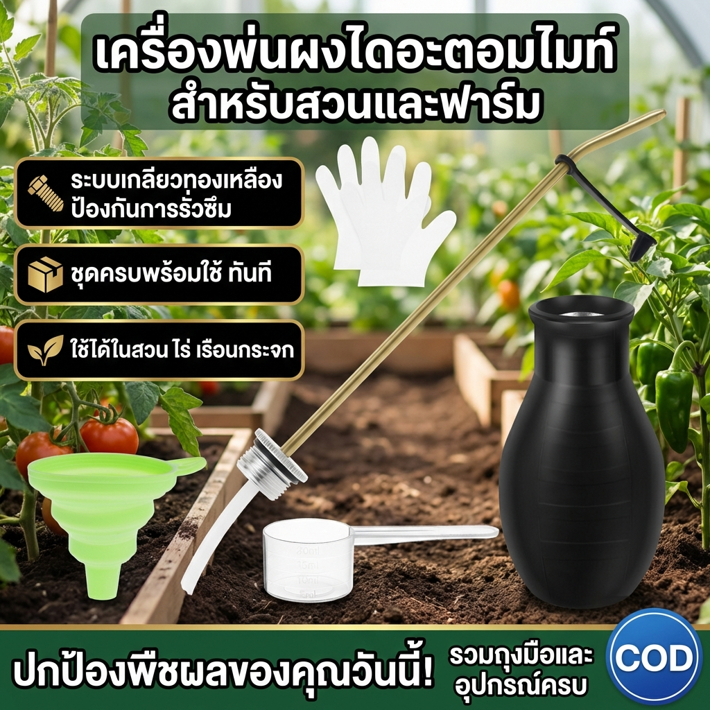 ชุด 7 ชิ้น ไม้ปัดฝุ่นแป้ง ยางผงสวน หลอดที่ถอดออกได้ อเนกประสงค์แป้ง พร้อมหลอดทองเหลืองยาว