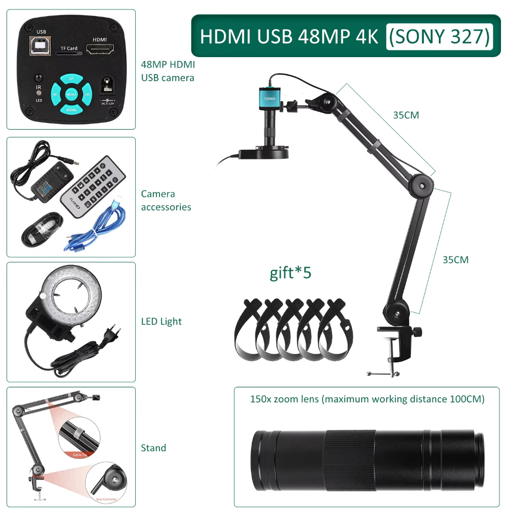 Yizhan digital microscope 4K 48MP  HDMI USB อินเทอร์เฟซ  ดิจิตอลอิเล็กทรอนิกส์อุตสาหกรรมกล้องเชื่อมต