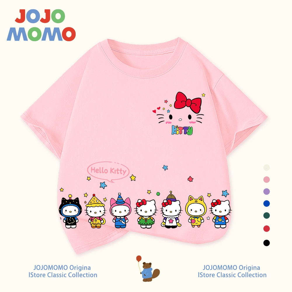 【ส่งในวันเดียวกัน】เสื้อยืดเด็กผู้หญิง ลายเฮลโลคิตตี้ (Hello Kitty) น่ารักสดใส ผ้าฝ้าย 100% ระบายอากาศดี สำหรับ 1-13 ปี