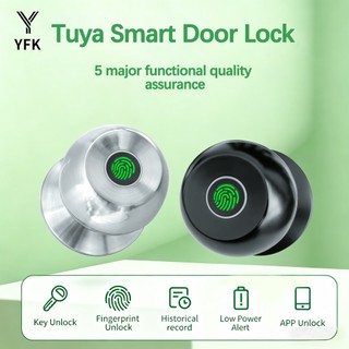 Tuya Fingerprint  3-in-1/5-in-1 Door Lock For Bedroom Smart Lock Biometric Door Knob Lock with Tuya App