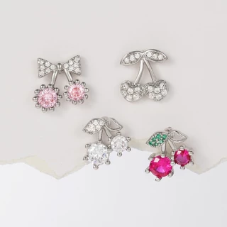 1 ชิ้น G23 ต่างหูเหล็กไทเทเนียมน่ารักต่างหูเชอร์รี่ Cubic Zirconia เจาะเครื่องประดับ Hypoallergenic