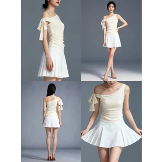 Thesummernade Plain Bow Top เสื้อสีพื้นผูกโบว์ เสื้อยืด แฟชั่นแต่งตัว สไตล์เกาหลี แฟชั่นผู้หญิง