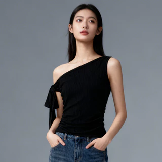 Thesummernade Plain Bow Top เสื้อสีพื้นผูกโบว์ เสื้อยืด แฟชั่นแต่งตัว สไตล์เกาหลี แฟชั่นผู้หญิง
