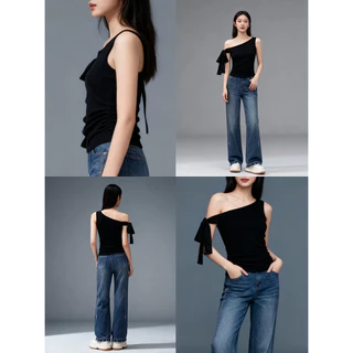 Thesummernade Plain Bow Top เสื้อสีพื้นผูกโบว์ เสื้อยืด แฟชั่นแต่งตัว สไตล์เกาหลี แฟชั่นผู้หญิง