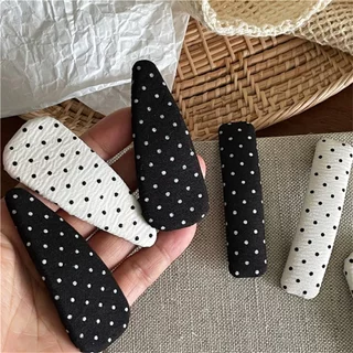 แฟชั่น กิ๊บผมลายจุด Polka Dot ทรงเรขาคณิต สีดํา/ขาว สําหรับแต่งผมหน้าม้าและด้านข้าง
