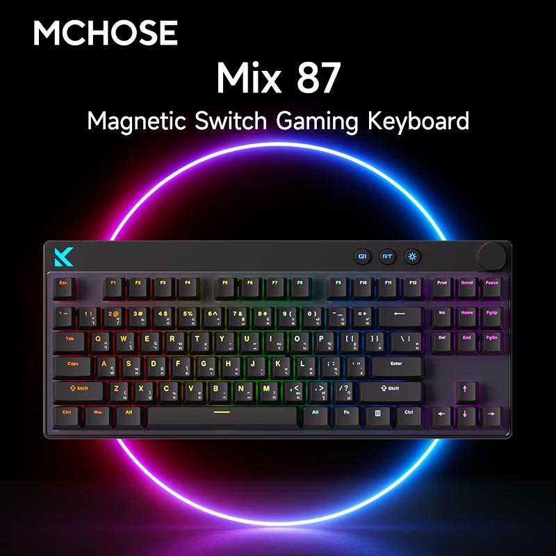 [Keycaps ไทย] MCHOSE Mix87 Hall Effect Magnetic Switch Gaming Keyboard 0.08ms Latency 0.001mm RT ควา
