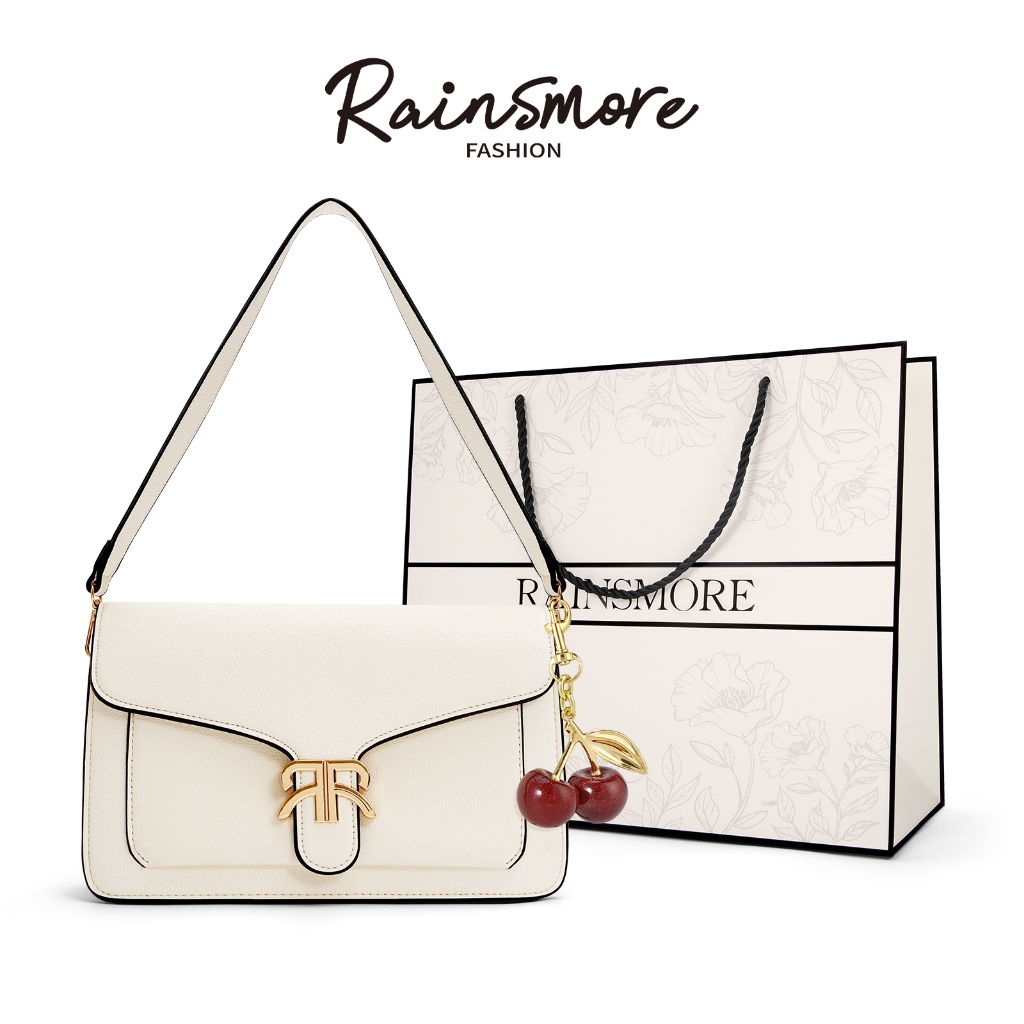 RAINSMORE กระเป๋าสะพายข้างผู้หญิง 2026 | กระเป๋าสตางค์สุภาพสตรี พื้นผิวหนังล็อคโลหะประณีต ทรงภักดีอเนกประสงค์ สำหรับการใช้งานทุกวัน/ออกกำลังกาย