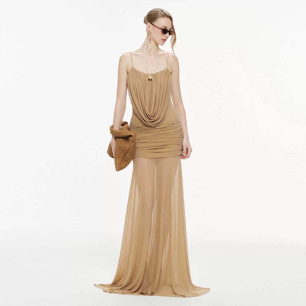 Cutenew เซ็กซี่ Slim ตาข่ายดูผ่าน Maxi Dressed สะโพก-ห่อดู Slimmer ผู้หญิงฤดูร้อนสไตล์สาวเผ็ด
