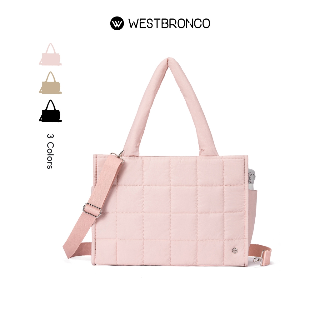 WESTBRONCOรุ่นTote (โทสต์)  [ขนาดใหญ่พิเศษ] กระเป๋าถือสะพายไหล่ผู้หญิงผลิตจากผ้าไนลอน ขนาดใหญ่จุของได้เยอะ กระเป๋าใส่โน๊ตบุ๊คได้