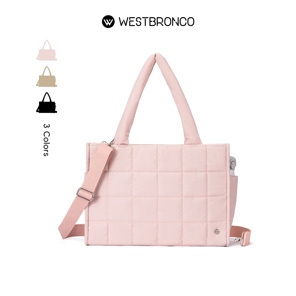 WESTBRONCOรุ่นTote (โทสต์) [ขนาดใหญ่พิเศษ] กระเป๋าถือสะพายไหล่ผู้หญิงผลิตจากผ้าไนลอน ขนาดใหญ่จุของได้เยอะ กระเป๋าใส่โน๊ตบุ๊คได้