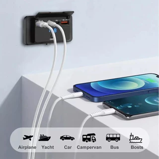 Type C USB Charger รถยนต์ Fast Charge PD QC3.0 กันน้ำ 12V 24V พร้อมสวิตช์ USB Socket ที่ชาร์จในรถ สำหรับรถยนต์ มอไซค์ เรือ