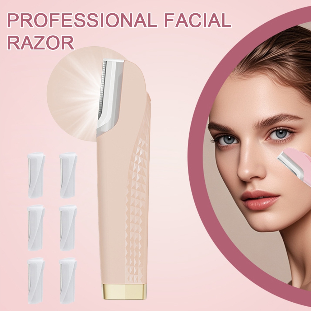 Professional มีดโกนสําหรับผู้หญิง Face 3 ปรับ Dermaplaning เครื่องมือกําจัดขนบนใบหน้ามีดโกนพร้อมไฟ L