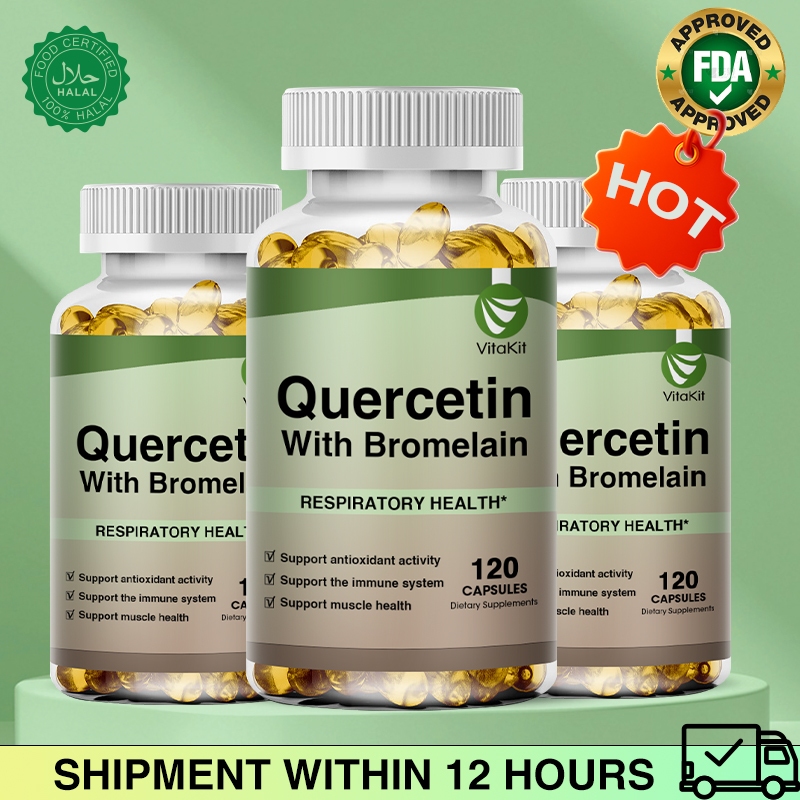 VitaLift Quercetin และ Bromelain Capsules สารต้านอนุมูลอิสระมังสวิรัติ - รองรับสุขภาพกล้ามเนื้อและภูมิคุ้มกัน