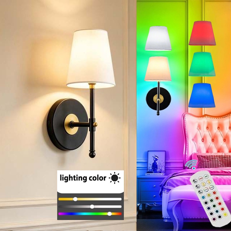 ไฟติดผนังแบบชาร์จไฟแบบไร้สายพร้อมรีโมทคอนโทรล, แบตเตอรี่หลอดไฟ Rgb ขับเคลื่อน โคมไฟผนังหัวเตียง ห้องนอน ห้องนั่งเล่น