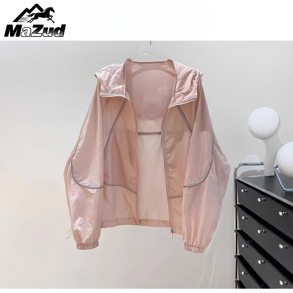 MaZud เสื้อกันแดด Women Sunscreen Jacket UPF50+ เสื้อกันแดดผู้หญิง แบบมีหมวก ผ้าเรียบเนียน ใส่สบาย