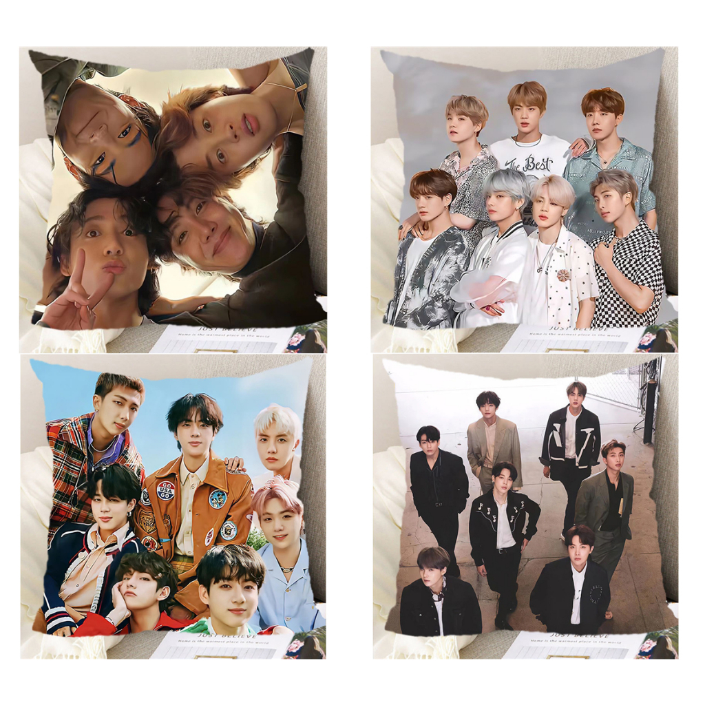 BTS ปลอกหมอนเด็กชายผ้าฝ้าย 4545.4040.แฟชั่นตกแต่งบ้านโซฟาผ้าปูที่นอนปลอกหมอนสองด้าน.