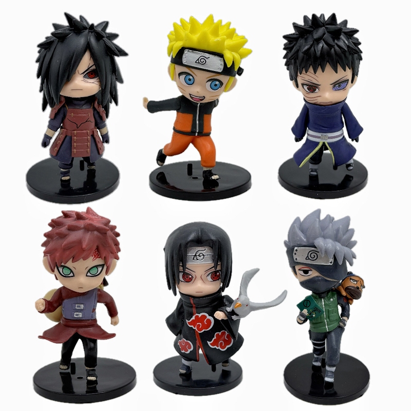 6 ชิ้น/เซ็ต 9-11 ซม.อะนิเมะ Naurto รุ่น Q Uchiha Madara Kakashi Uzumaki Naruto Itachi Uchiha Obito G