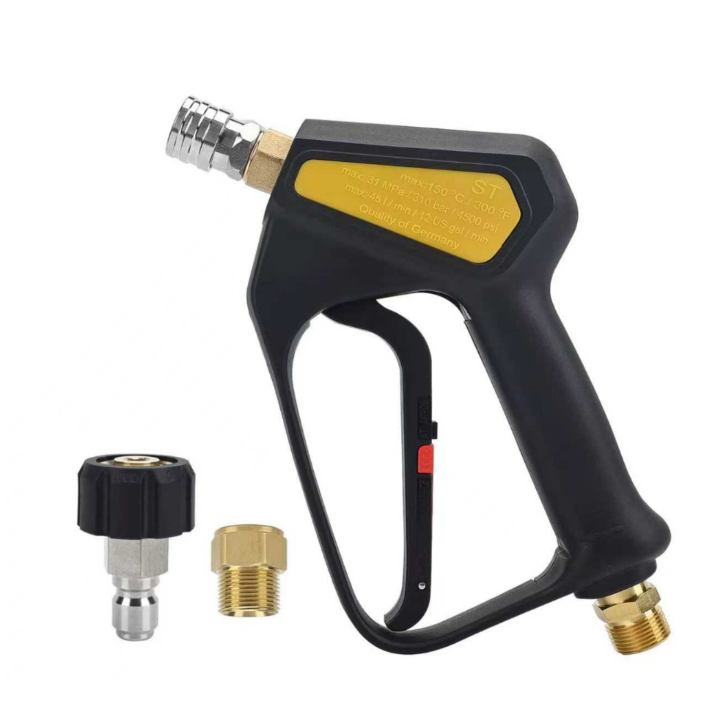 Bear Force เปลี่ยนเครื่องซักผ้าสั้นต่ํา Trigger Force ปืนหมุน M22 Inlet-14 มม.ถึง 4500PSI - พร้อม 3/8 "เชื่อมต่ออย่างรวดเร็ว, M22-15 มม.สําหรับล้างรถ