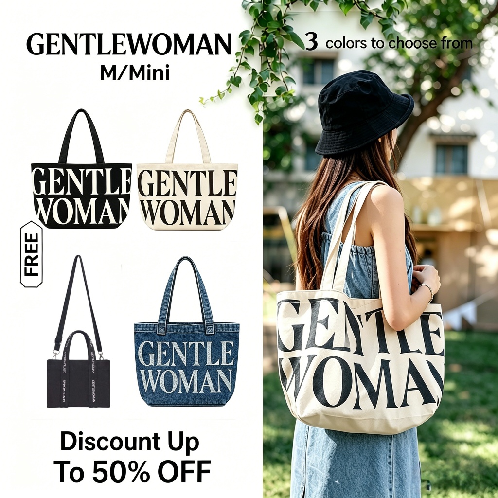 🔖พร้อมส่ง🔥แท้💯 Gentlewoman Club : GW Canvas Tote Bag | สีขาว/ดำ กระเป๋าผ้าแบรนด์ไทย คุณภาพดี