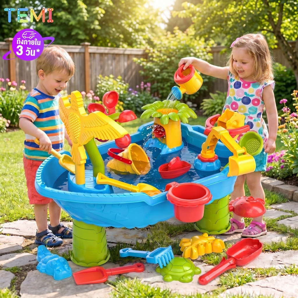⭐การจัดส่งในประเทศไทย⭐TEMI Kids Beach Toy Outdoor & Indoor Activity Toy Playing Table Beach Toy Ship