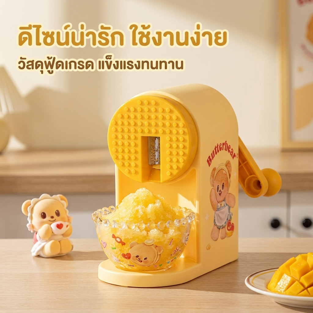 [อาเรีย] [แม่บ้านสมัยใหม่และหมีเนย] เครื่องทำน้ำแข็งไสสำหรับใช้ในบ้าน, เครื่องทำน้ำแข็งไสขนาดเล็กแบบหมุนมือสำหรับเด็ก, เครื่องบดน้ำแข็ง