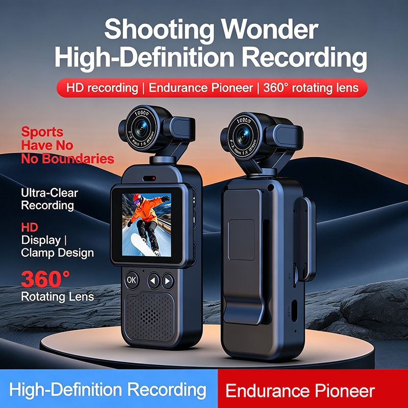กล้องแอคชั่นแคมเมรา 1080P HD 360° เลนส์หมุนได้ พร้อมแอปควบคุมไร้สาย ป้องกันการสั่นไหว สําหรับการปั่นจักรยานและเดินทาง