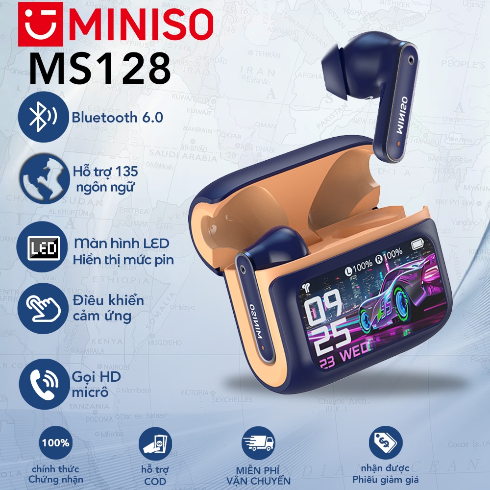 MINISO MS128 หูฟังสําหรับเล่นเกม Bluetooth 6.0 Latency ต่ํา, จอแสดงผล LED Touch, เสียง Hi-Fi พร้อมเส
