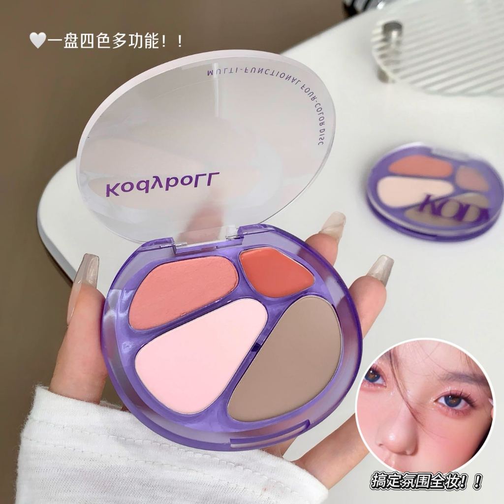KodyboLL Multi-Function 4 สี Face Palette Matte Blush Contour Highlighter สําหรับผู้เริ่มต้นแต่งหน้าทุกวันผล NO.K47