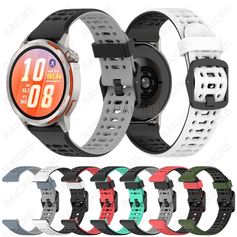 สายรัดซิลิโคนระบายอากาศยางนาฬิกาสปอร์ตสําหรับนาฬิกา Huawei GT Runner 2/ GT3 GT4 GT5 GT6 pro 46mm