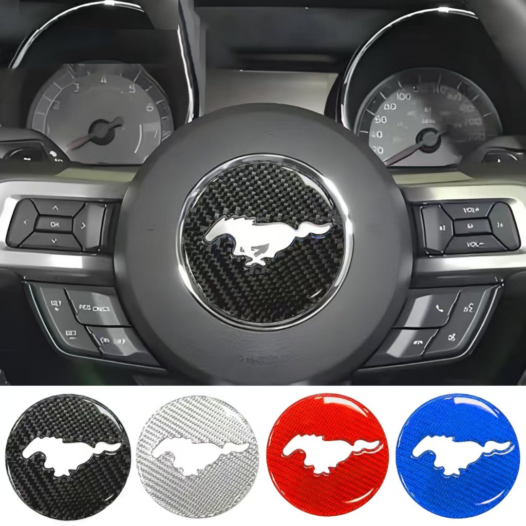 1 X คาร์บอนไฟเบอร์ Mustang Ford โลโก้รถสติกเกอร์ Badge Decal เส้นใย Mustang Ford Emblem สติกเกอร์อุป