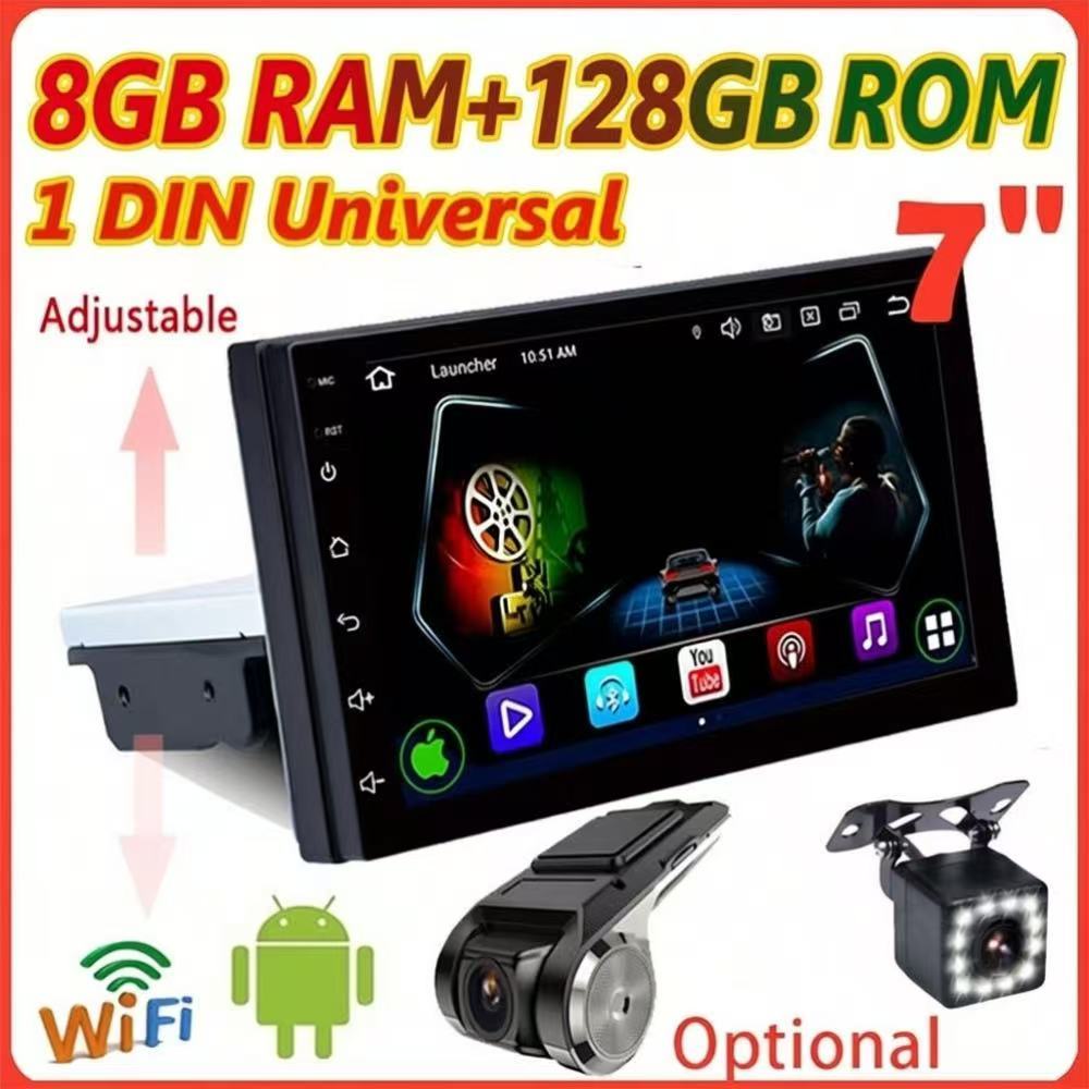 (8G RAM + 128G ROM) 1 Din Android 15 เครื่องเล่นวิดีโอมัลติมีเดียสเตอริโอรถยนต์รองรับ FM/บลูทูธ/Wifi