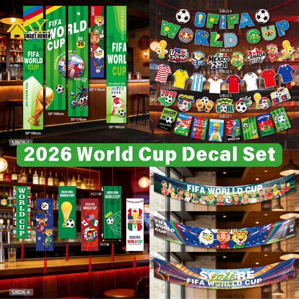 ธงฟุตบอลโลก 2026 ผ้าแขวนบาร์คลับ ปาร์ตี้แฟนบอล เชียร์ ธงดึง ตกแต่ง ชุดธงฟุตบอลโลก 2026 ผ้าแขวนผับสโมสร งานเลี้ยงแฟนบอล ธงเชียร์ดึงได้ ตกแต่งสถานที่  -LinSheng