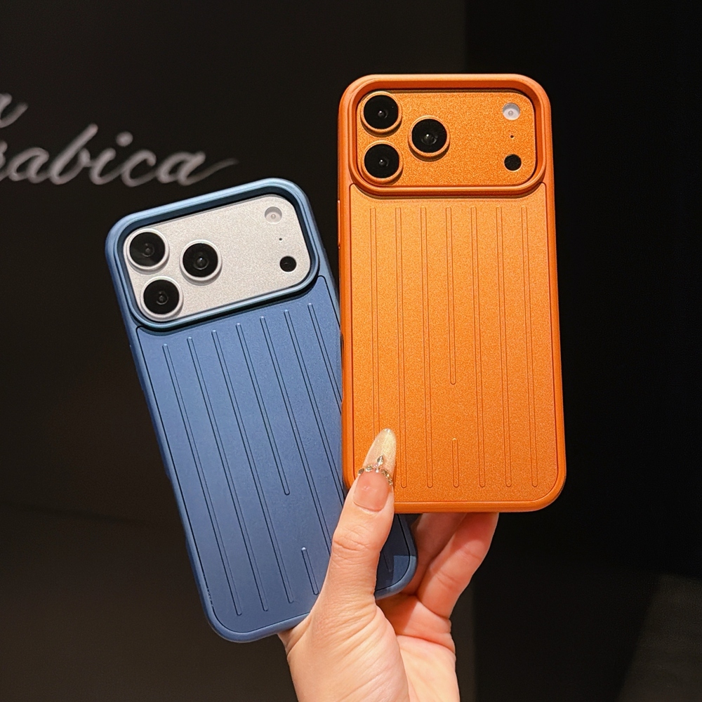 กระเป๋าเดินทางรูปแบบรูปแบบหนังอลูมิเนียม Backplate เคสโทรศัพท์สําหรับ iPhone 17 11 12 13 14 15 16 Pr
