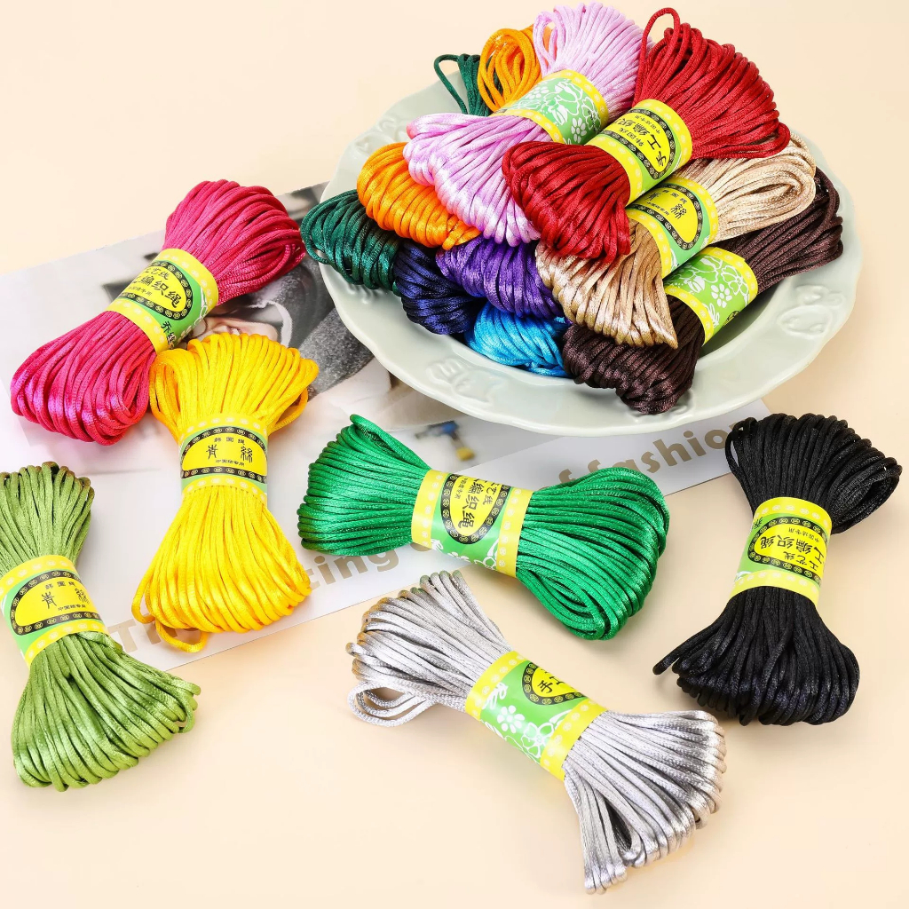 20m 2.5mm สีสันจีน 5 สาย DIY มือถักไนลอนสาย 29 สีสร้อยคอสร้อยคอเชือกถักสายเกาหลี
