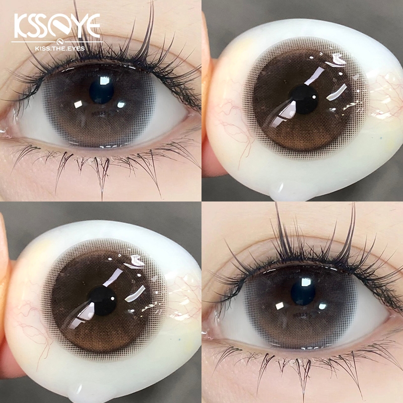 1 คู่ KSSEYE คอนแทคเลนส์เกรด(0~-8.00)สีน้ําตาลสีเทาธรรมชาติ 2026 เลนส์สายตาสั้นสไตล์ใหม่1ปีใช้