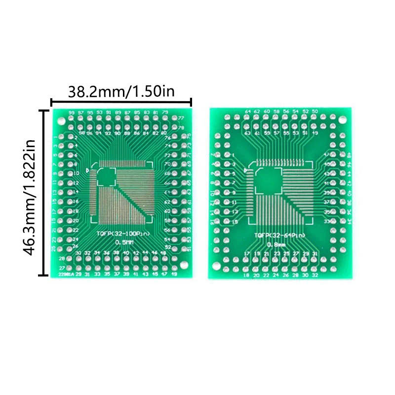 QFP TQFP LQFP FQFP 32 44 64 80 100 LQF SMD เปิดอะแดปเตอร์ DIP PCB บอร์ดแปลงแผ่น 0.5/0.8 มม.
