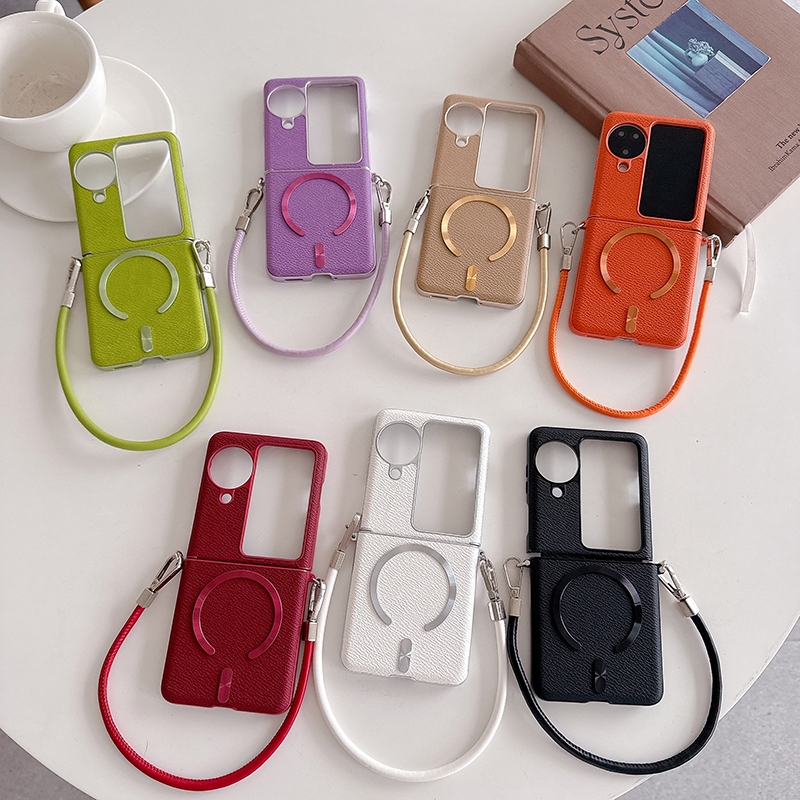 ค้นหา N3 Flip Casing Case สําหรับ OPPO Find N3 Flip Find N2 Flip Side Hung Small V PU Leather Stripe