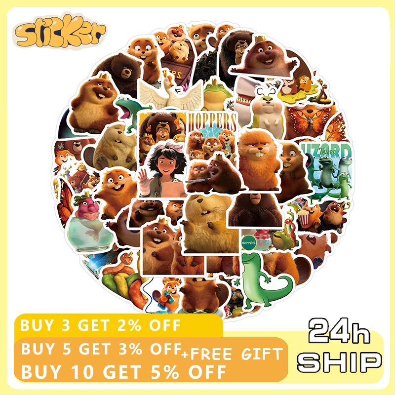 63ชิ้น ‌ภาพยนตร์ Hoppers สติกเกอร์การ์ตูน PVC Decals ของเล่น DIY กันน้ํากระเป๋าเดินทางโทรศัพท์เด็กของขวัญ