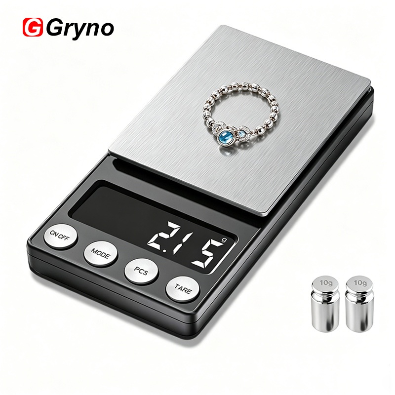 Gryno เครื่องชั่งดิจิทัลครัว 200g/0.01g เครื่องชั่งเครื่องประดับ 7 หน่วย พร้อมน้ําหนักสอบเทียบ