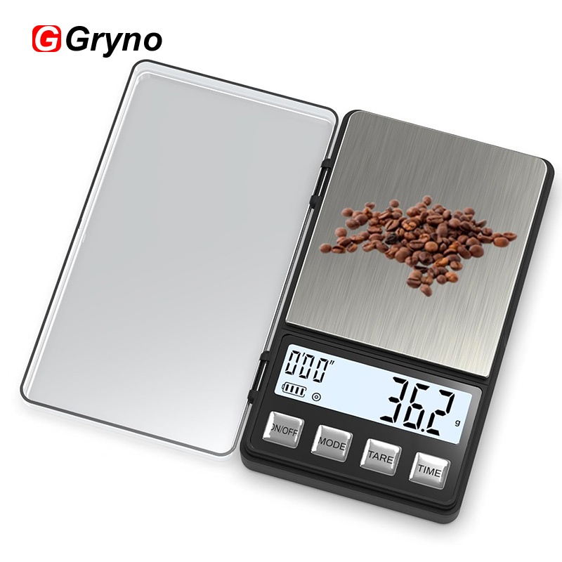 Gryno Coffee Scale เครื่องชั่งดิจิตอลในครัว 0.1g ~ 1000g แบตเตอรี่พร้อมจอแสดงผล LED จับเวลา