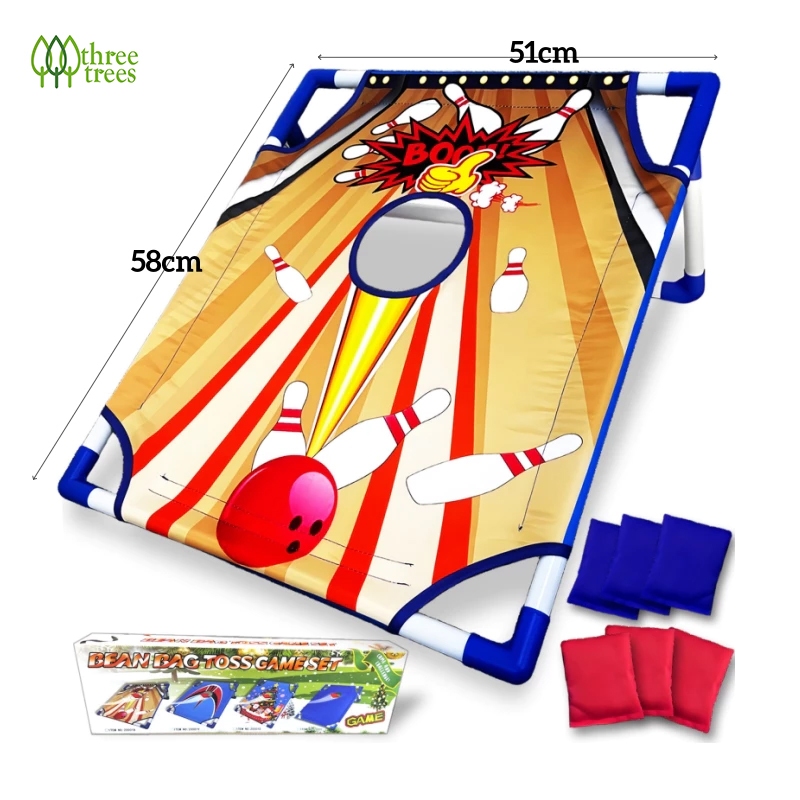 แบบพกพา Cornhole ชุด Bean Bag Toss Game-58x51 cm Board & 6 Sandbags, Outdoor Floor Games Play Toys f