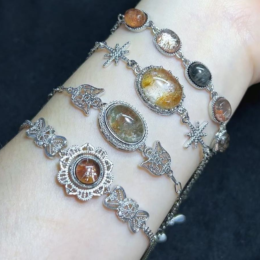 สร้อยข้อมือแฟชั่น Green Phantom Rainbow ด้วย stone และ crystal เพิ่มพลังงานบวก เครื่องประดับเสริมความงามสำหรับผู้หญิง