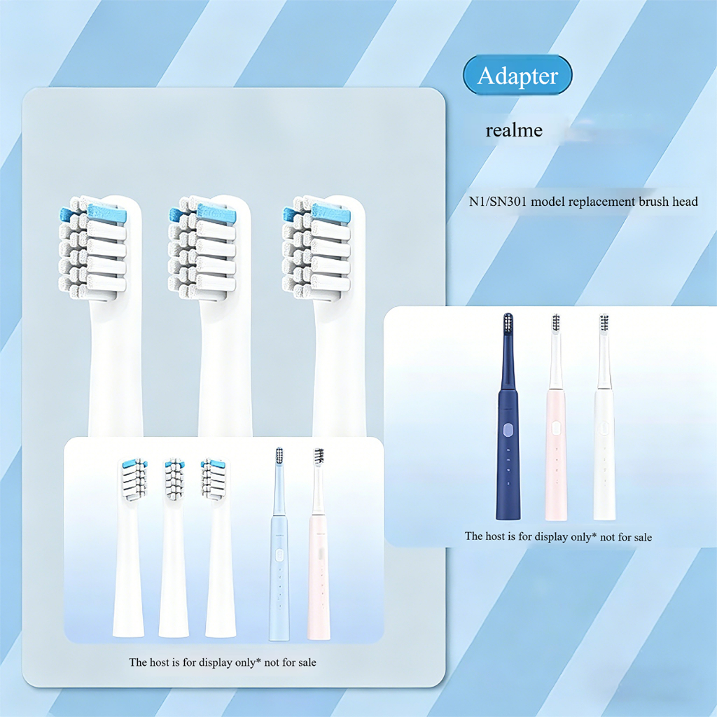 6 ชิ้น Realme N1 N2 RTX2103 SN301 โซนิคสมาร์ทแปรงสีฟันไฟฟ้าเปลี่ยนหัว,นุ่ม DuPont Bristle หัวฉีด, ที