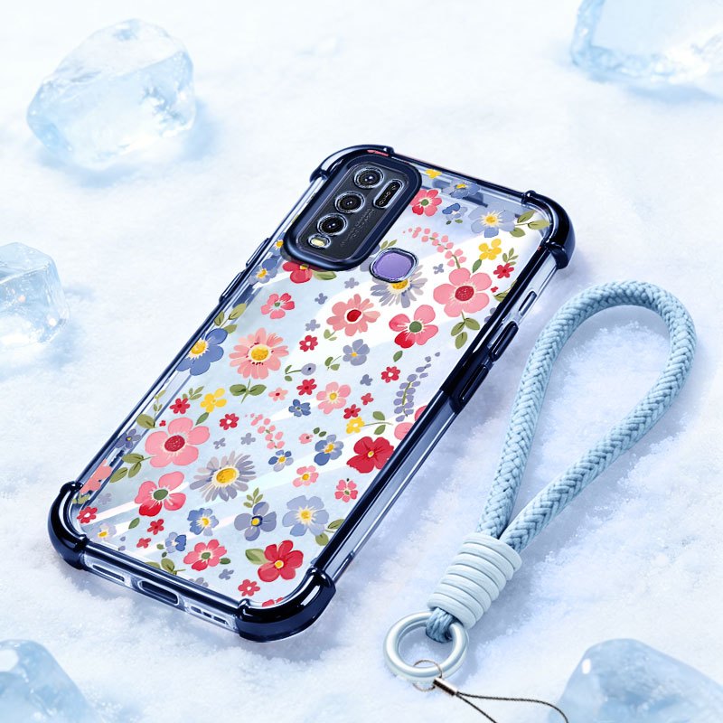 VRQR สําหรับ Vivo Y50 Y30 Y30i 1935 1938 Fragmented กลีบกันกระแทกเคสโทรศัพท์พร้อมเชือกเส้นเล็ก