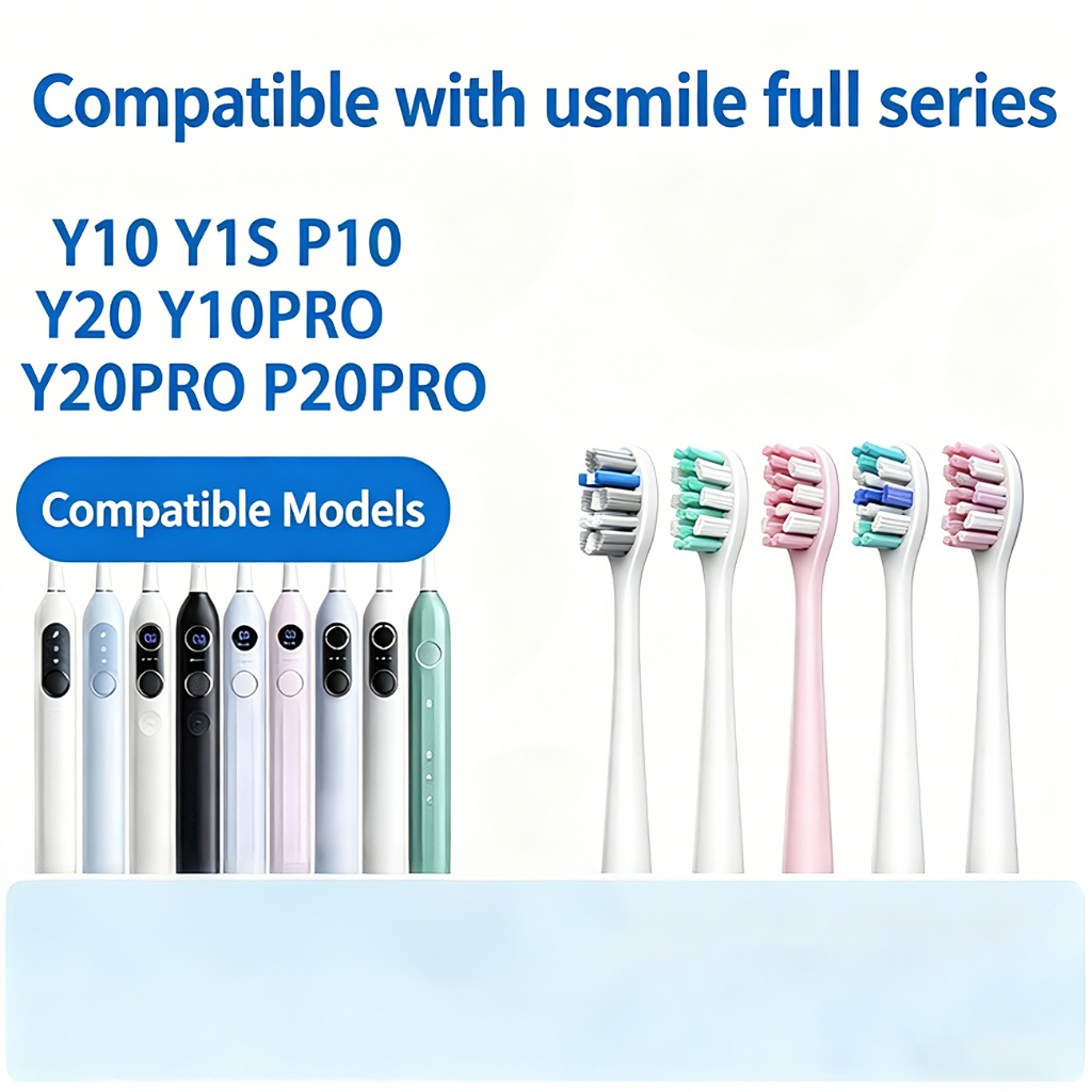 หัวเปลี่ยนแปรงสีฟันไฟฟ้า Usmile 16 ชิ้น Fit ทุกรุ่น Y1S/Y10/P10/P20/U3 ขนนุ่ม DuPont Bristle, บรรจุภ