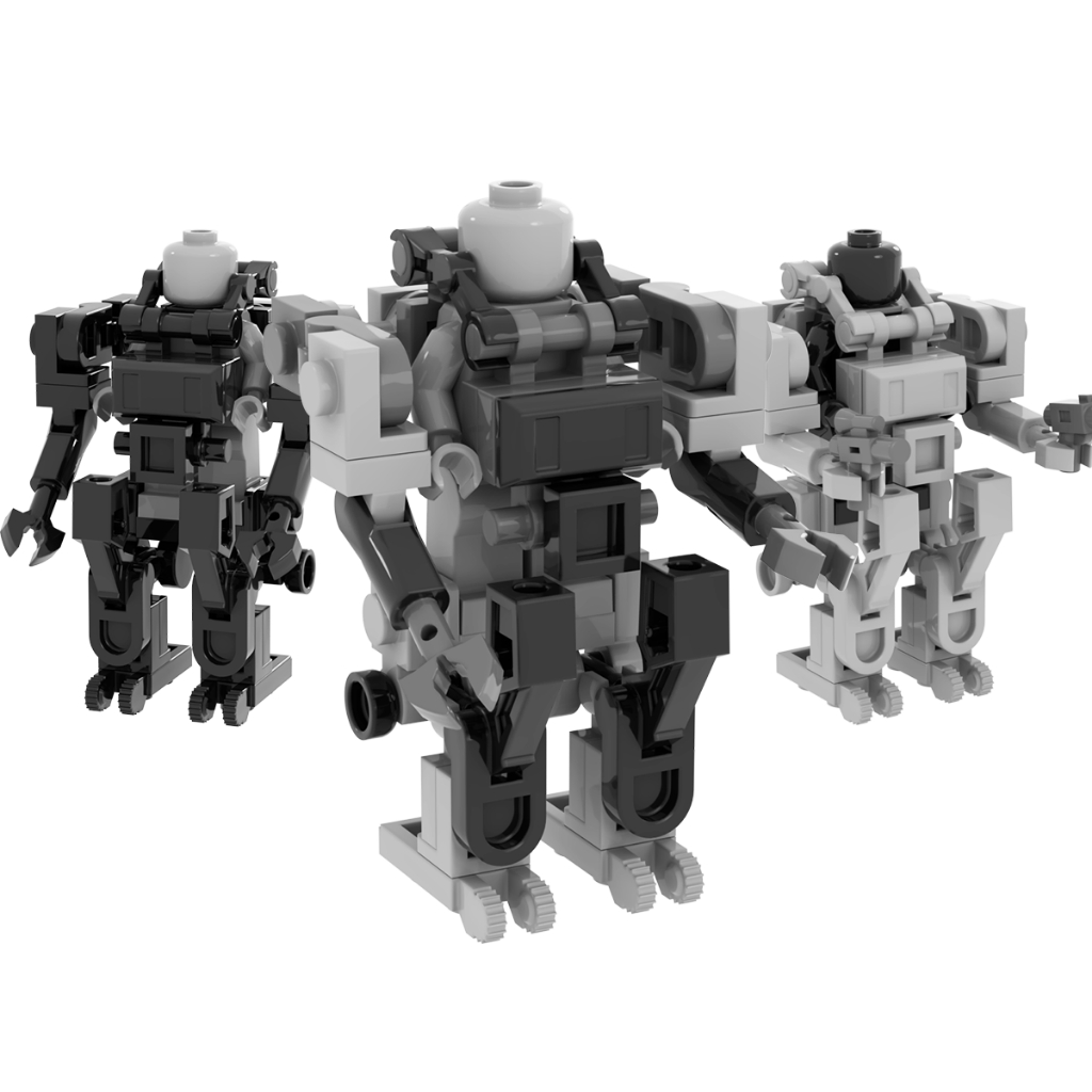 Modular Mecha Armor Building Kit-Custom Exoskeleton ชุดสําหรับ Minifigures 2 ส่วน Snap-Fit Action กรอบของเล่น MOC